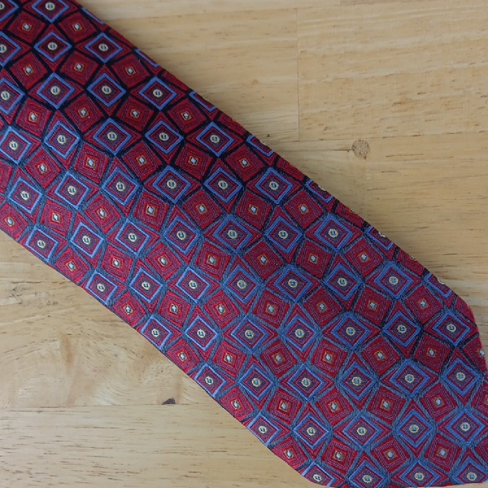 Robert Talbott Red And Blue Diamond Pattern Tie - image 1